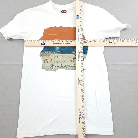 Harley Davidson It Better In The Bahamas White Short Sleeve Beach Sunset Small - Picture 6 of 10
